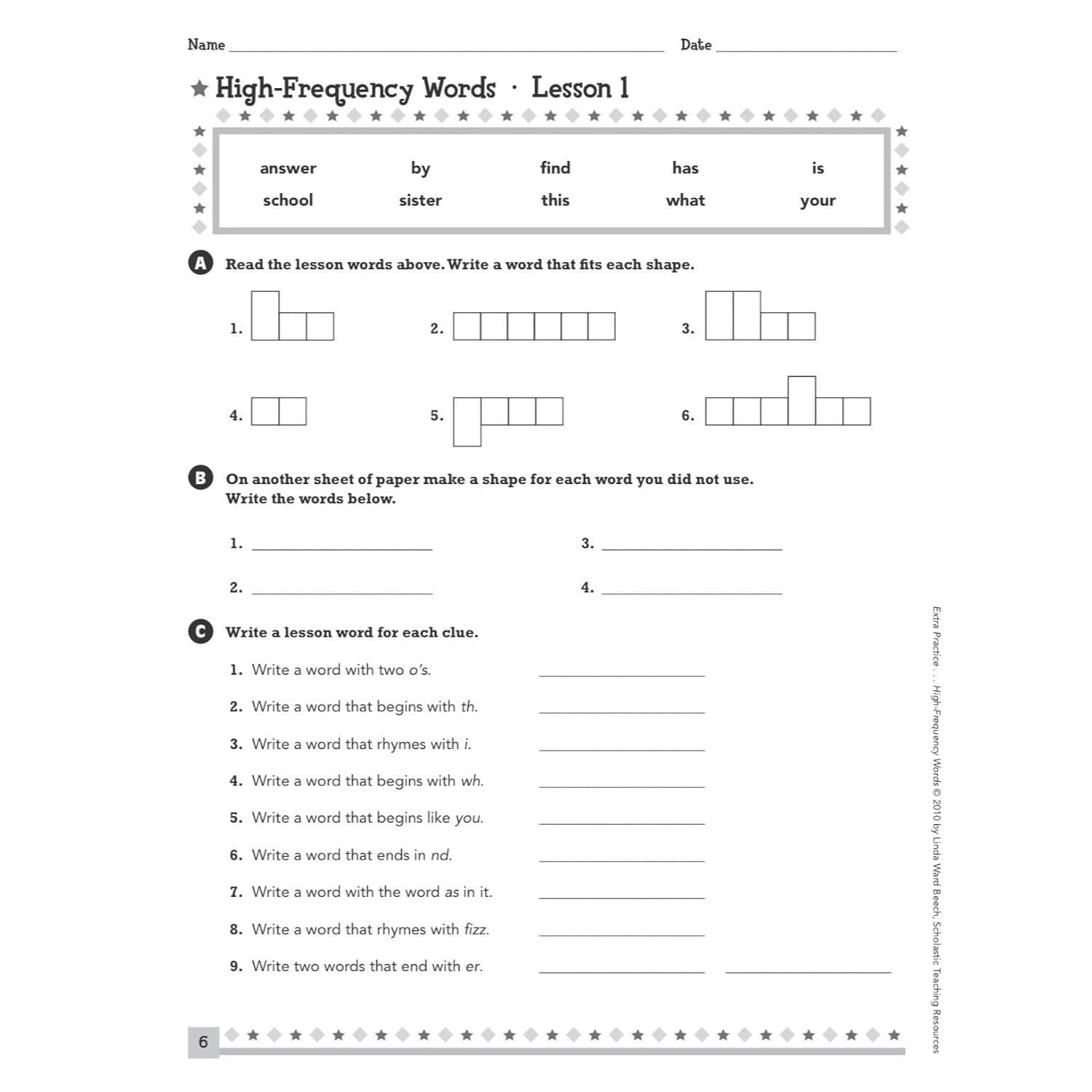 High-Frequency Words, Grades 3-6