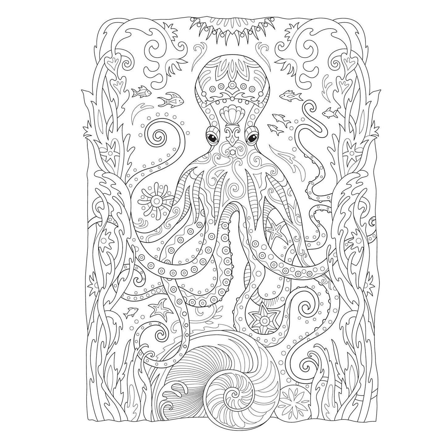 Creative Haven Fanciful Sea Life Coloring Book (Spiral Bound)