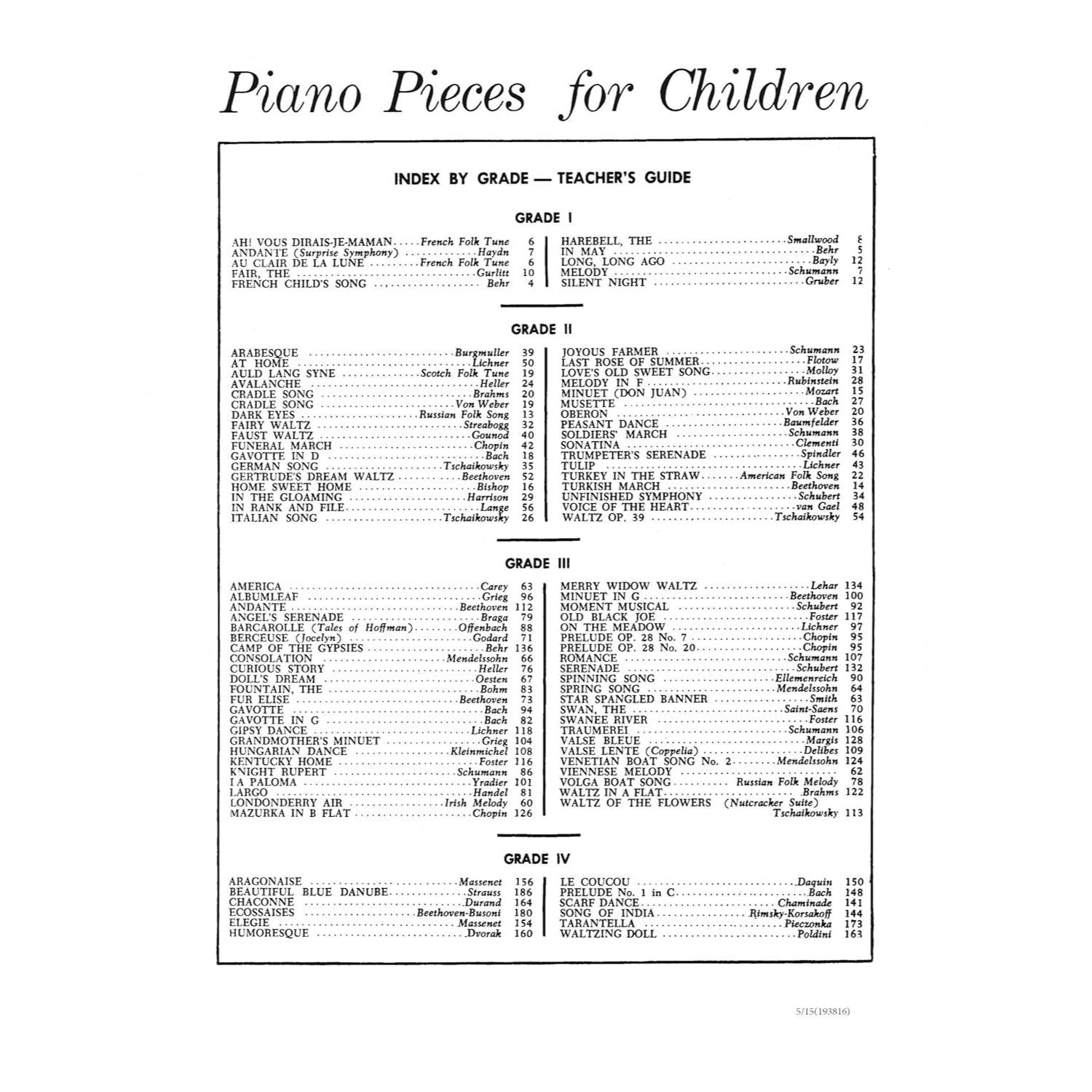 Piano Pieces for Children (Everybody's Favorite Series, No. 3) - Beginner Piano Book for Kids with 100 Compositions - Popular Piano Sheet Music