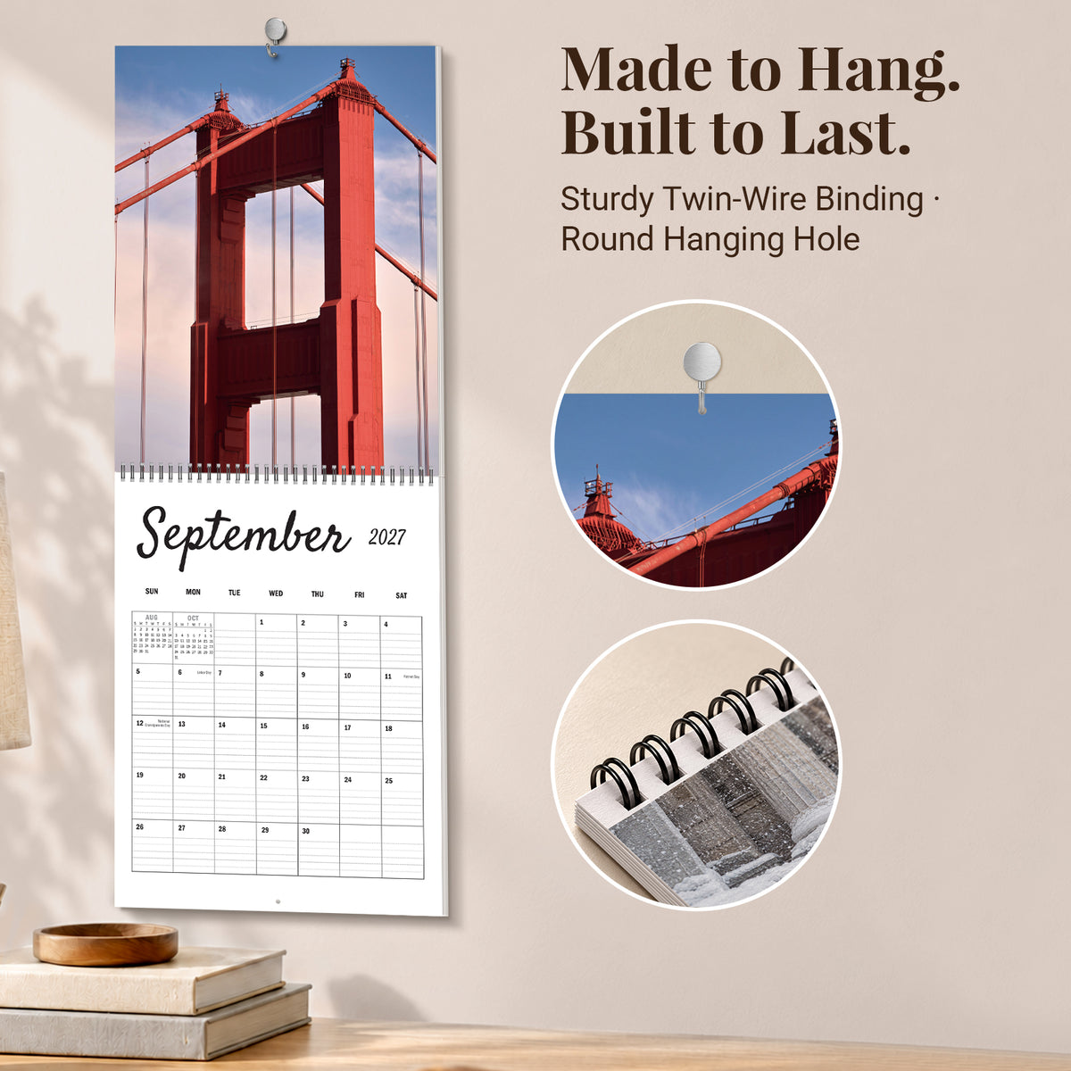 MUKAWA 2027 City Landmarks Wall Calendar, 12 Months of Iconic City Views