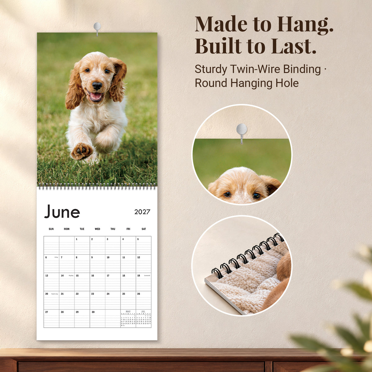 MUKAWA 2027 Dog Wall Calendar, 12 Months of Cute Puppy Scenes