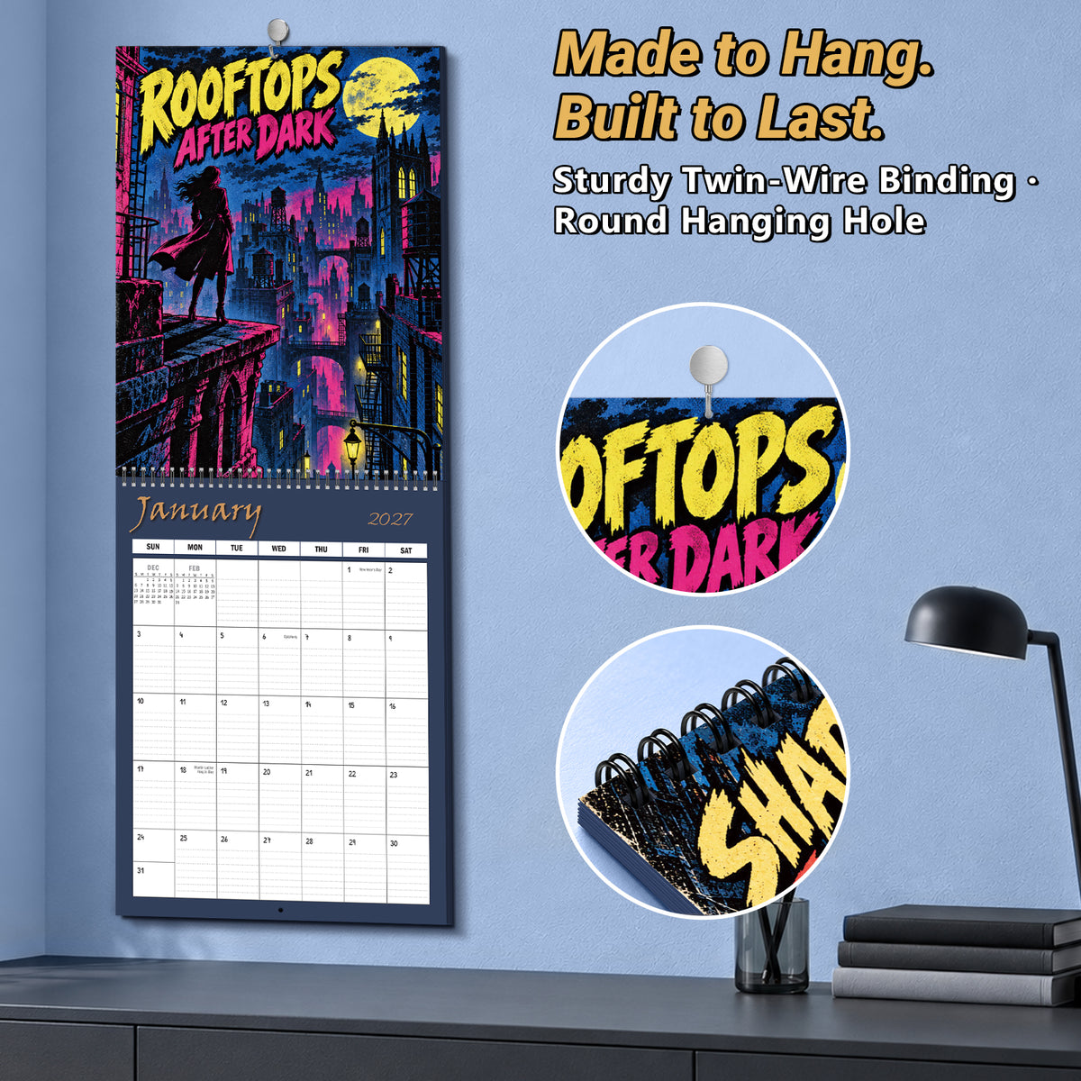 MUKAWA 2027 Comic Art Wall Calendar, 12 Gothic City Illustrations