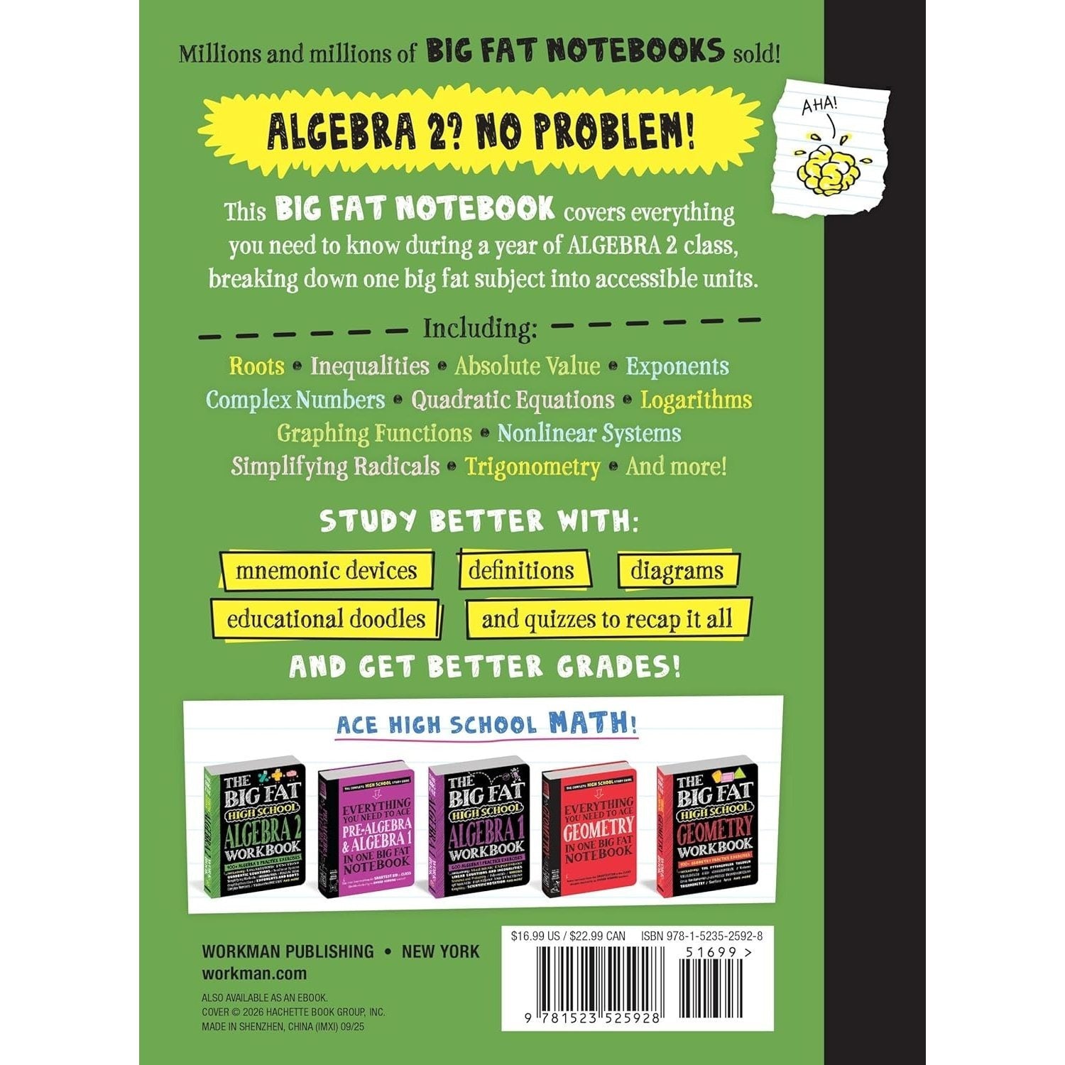 Everything You Need to Ace Algebra 2 in One Big Fat Notebook