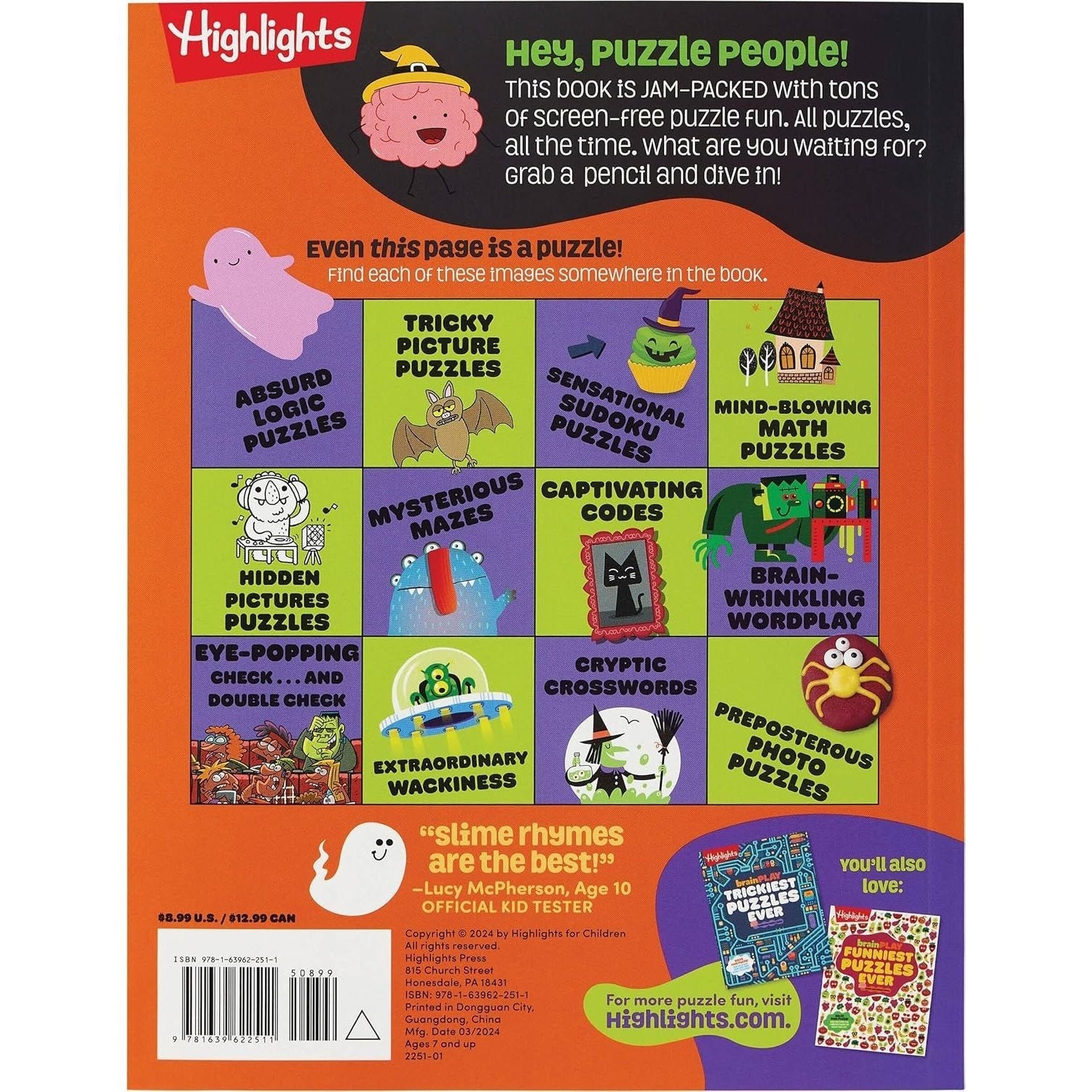 Brainplay Halloween Puzzles: A Challenging Halloween Activity Book for Kids Ages 7 and Up with Over 200 Puzzles, Logic Games, Mazes and Hidden Picture (Brainplay Puzzle Books)