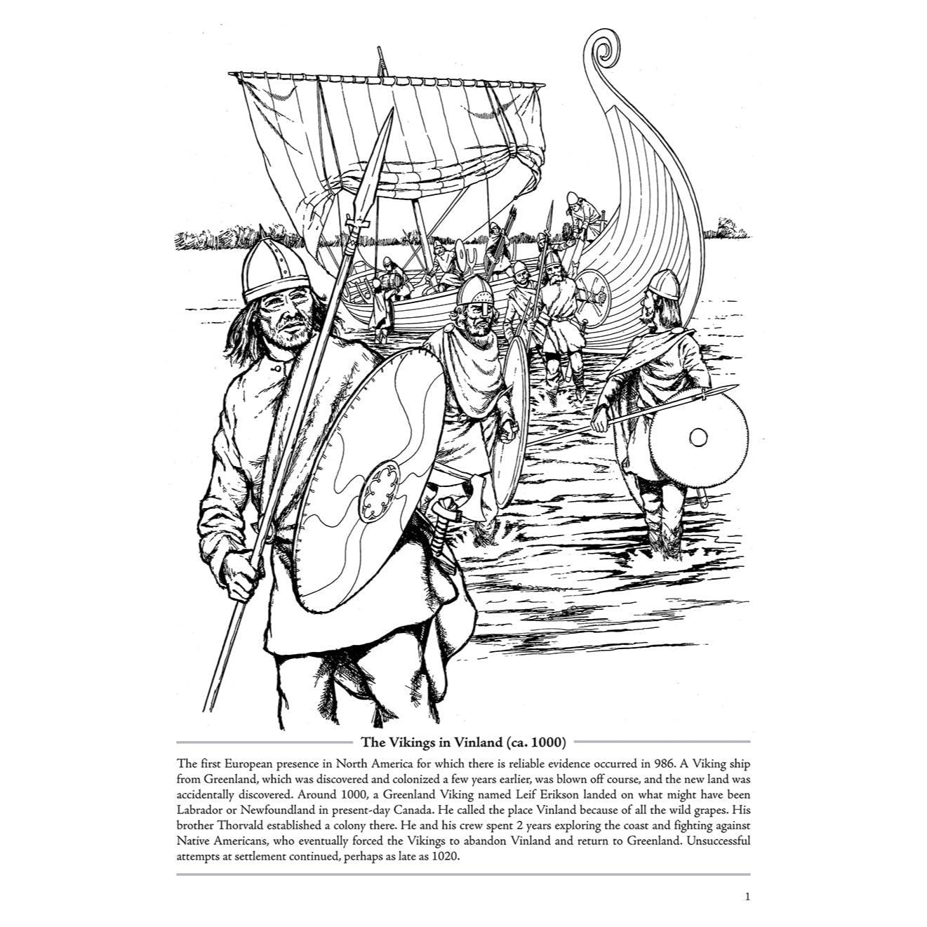 Picture the Past: The Exploration of North America: Historical Coloring Book