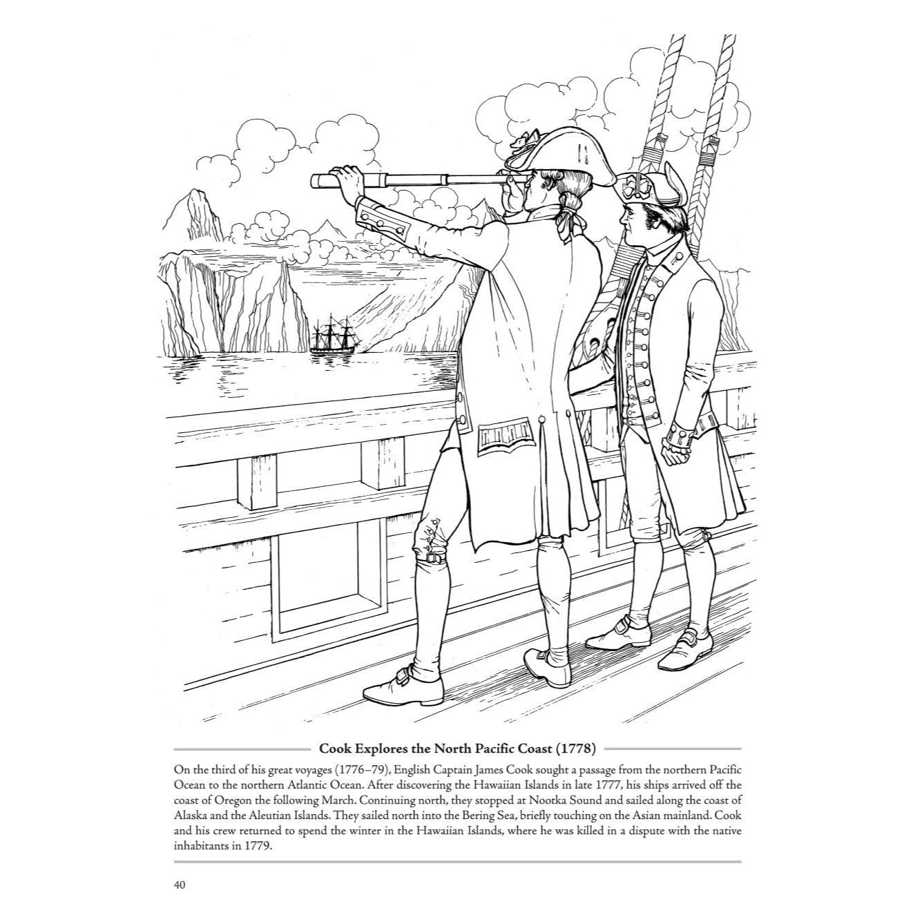Picture the Past: The Exploration of North America: Historical Coloring Book