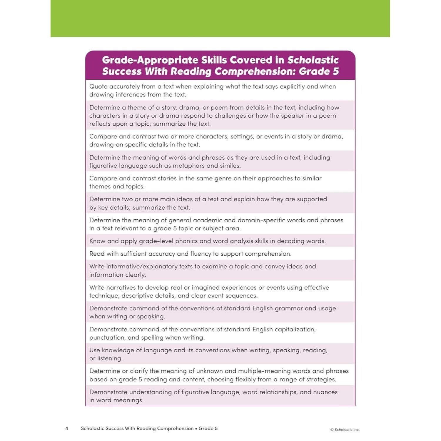Scholastic Success with Reading Comprehension Grade 5 Workbook
