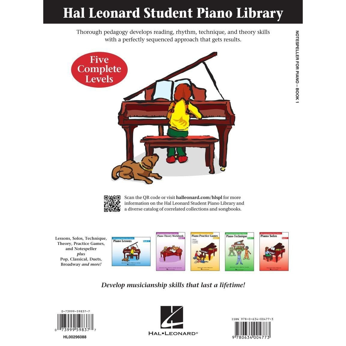 Notespeller for Piano - Book 1 Hal Leonard Student Piano Library Beginner Piano Method Treble and Bass Staff Note Reading Activities