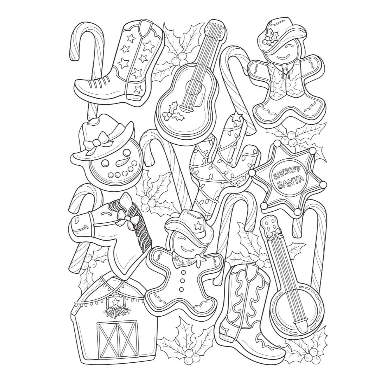 Creative Haven Country Western Christmas Coloring Book