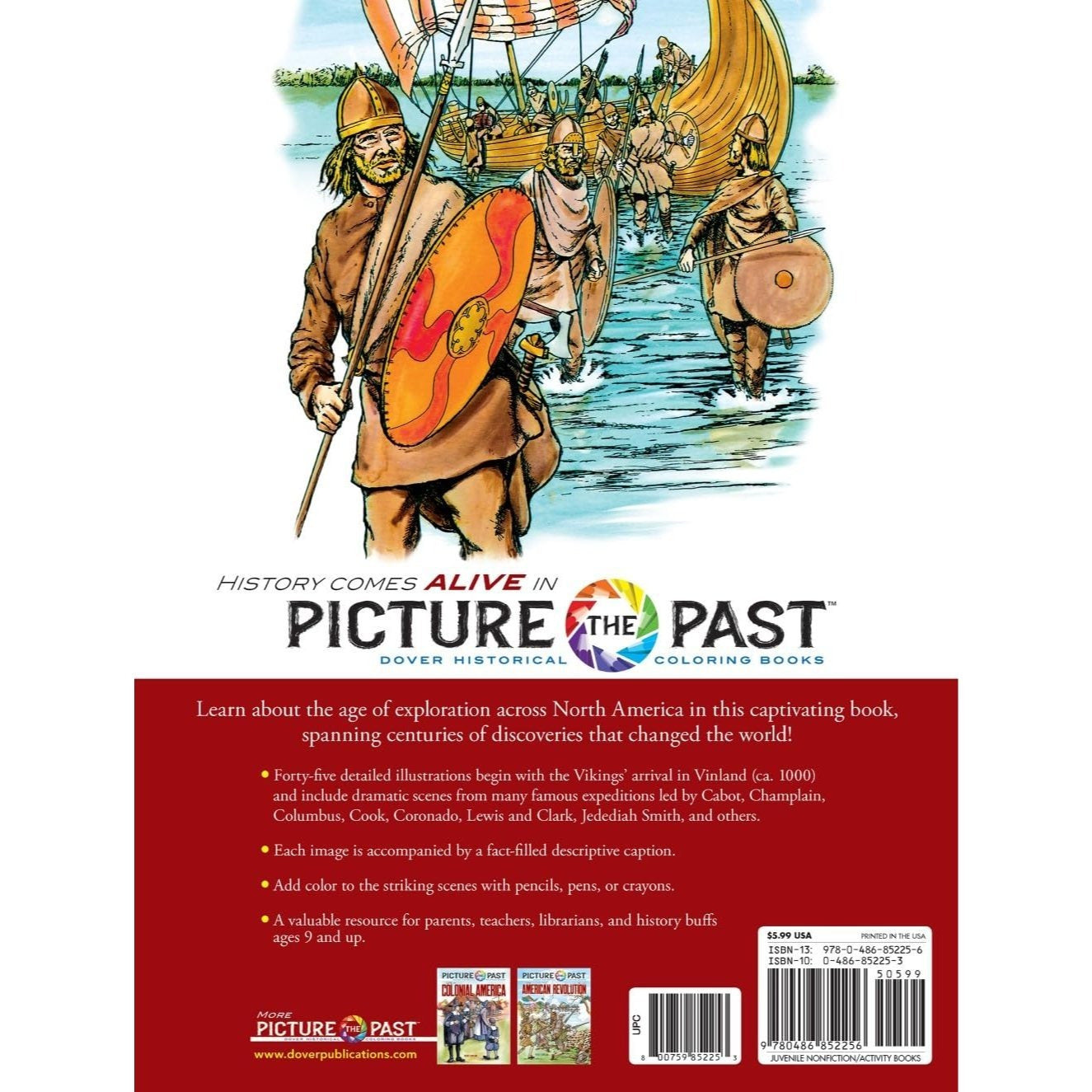 Picture the Past: The Exploration of North America: Historical Coloring Book
