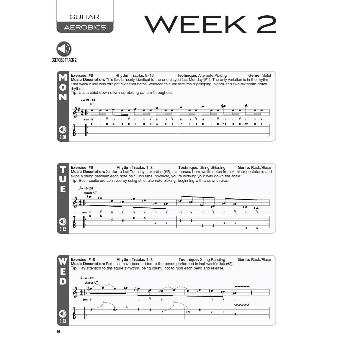 Guitar Aerobics: A 52-Week, One-Lick-Per-Day Workout Program for Developing, Improving & Maintaining Guitar Technique
