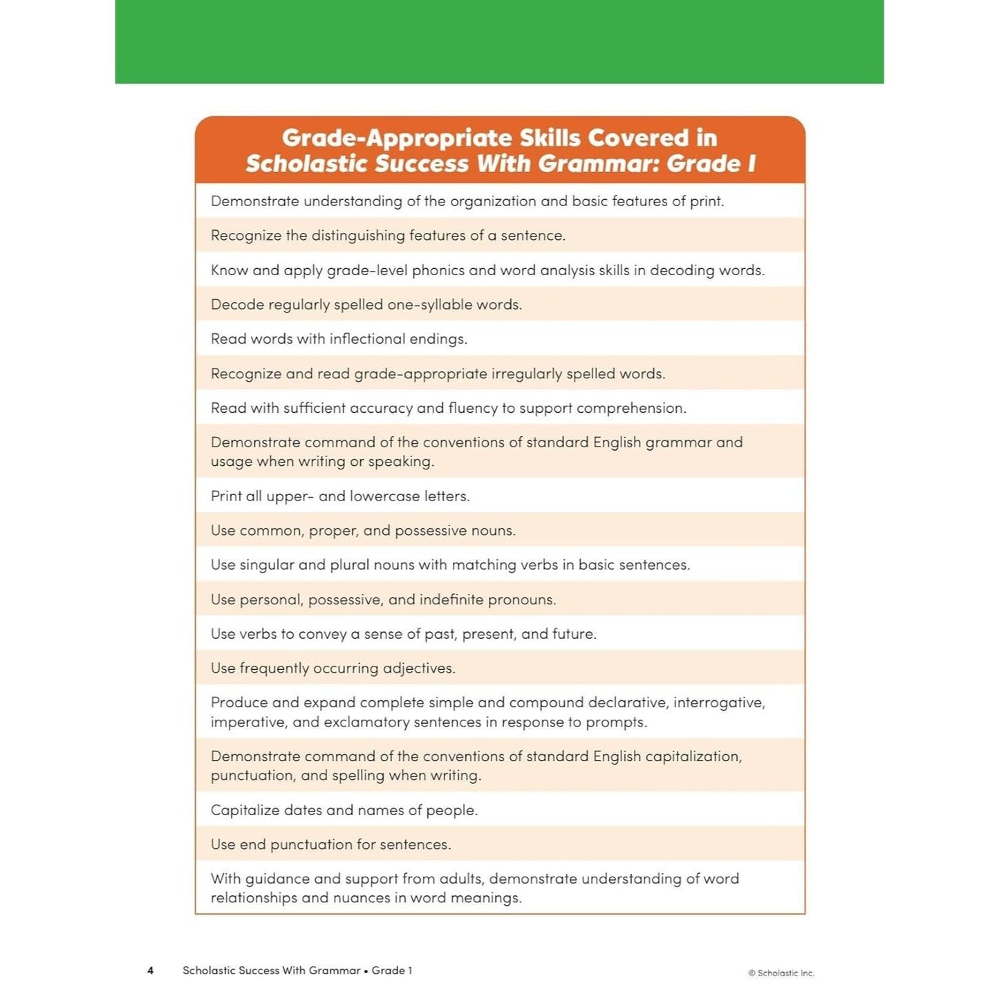 Scholastic Success with Grammar Grade 1 Workbook