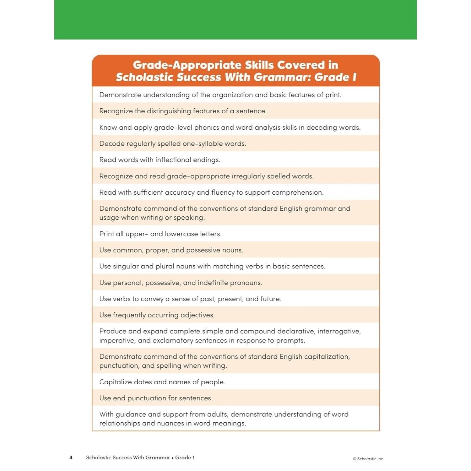 Scholastic Success with Grammar Grade 1 Workbook