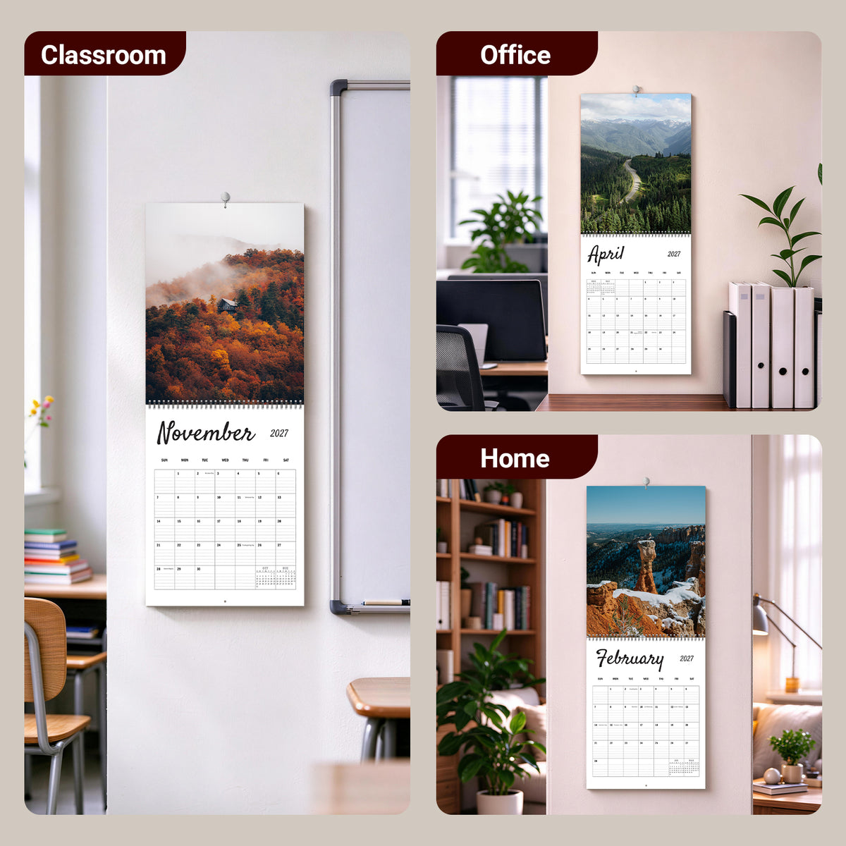 MUKAWA 2027 Nature Wall Calendar, 12 Months of Scenic Landscapes