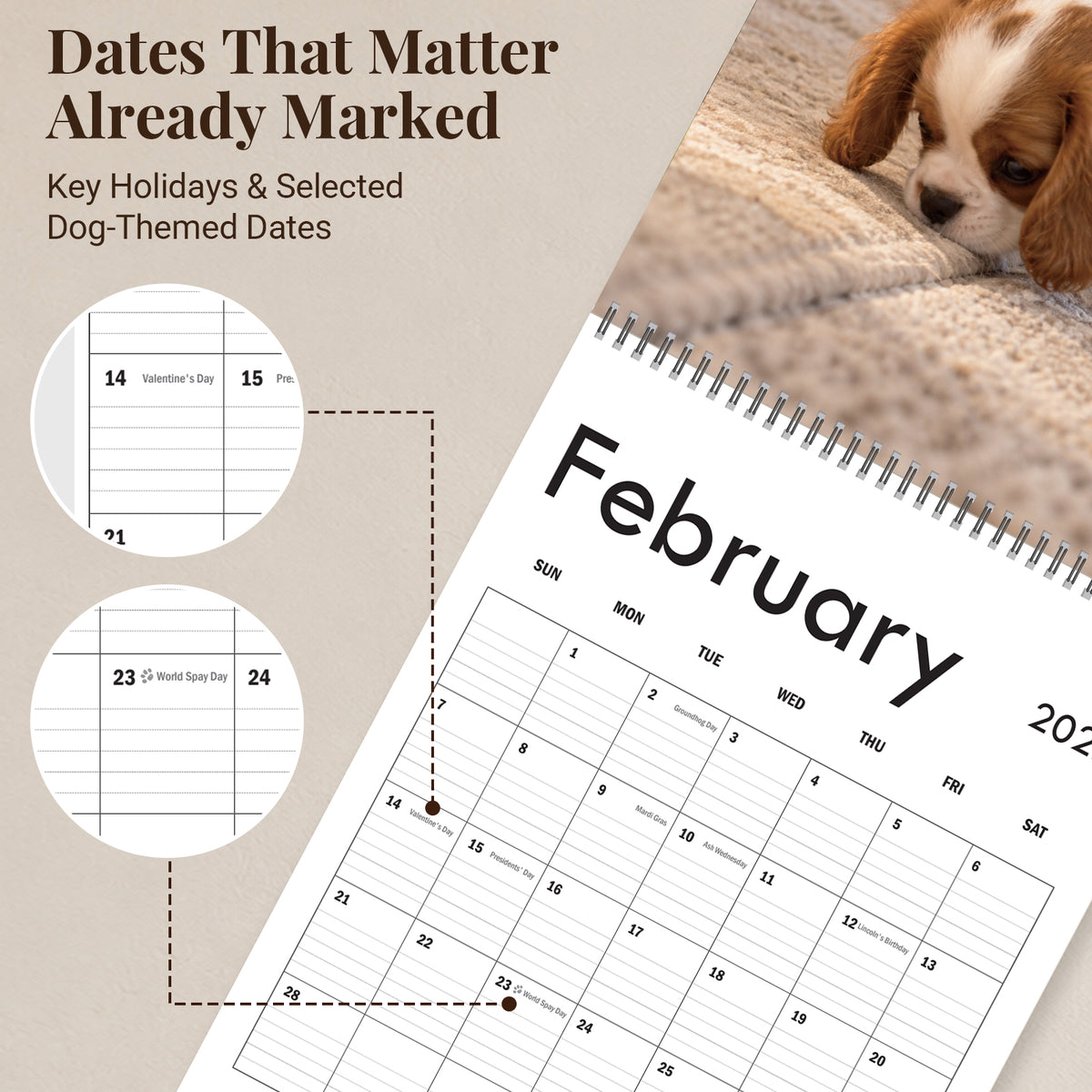 MUKAWA 2027 Dog Wall Calendar, 12 Months of Cute Puppy Scenes
