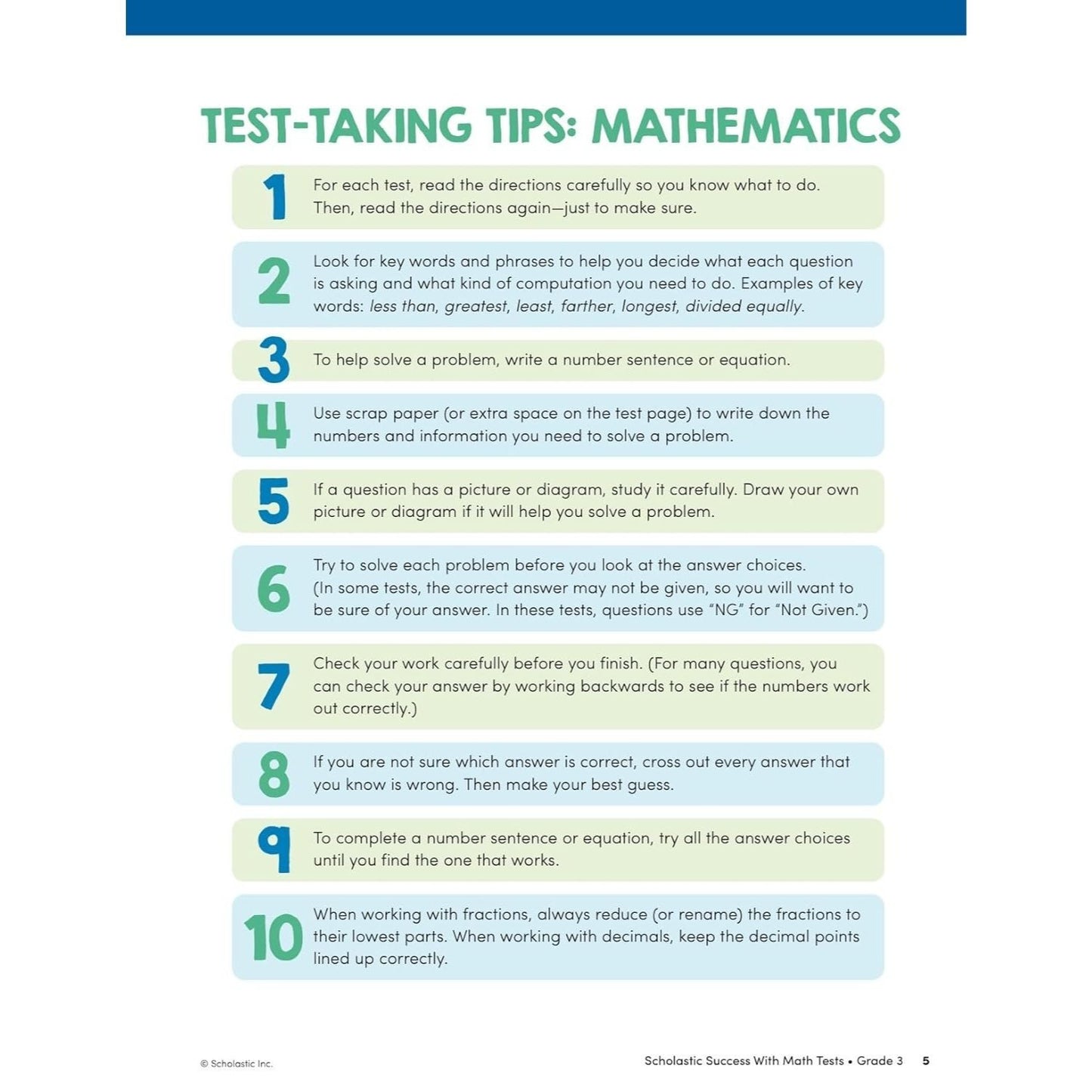 Scholastic Success with Math Tests Grade 3 Workbook