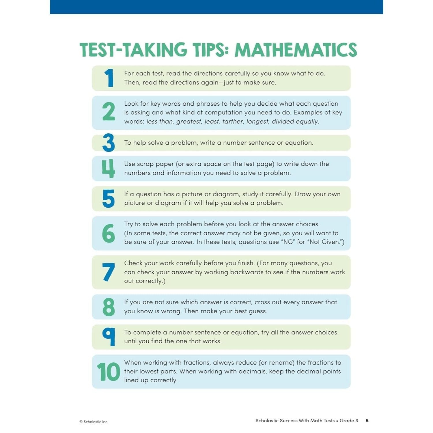 Scholastic Success with Math Tests Grade 3 Workbook