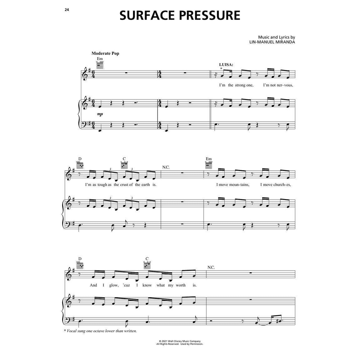 Encanto: Music from the Motion Picture Songbook Piano/Vocal/Guitar Arrangements 9 Songs Including We Don T Talk about Bruno and Surface Pressure Disne