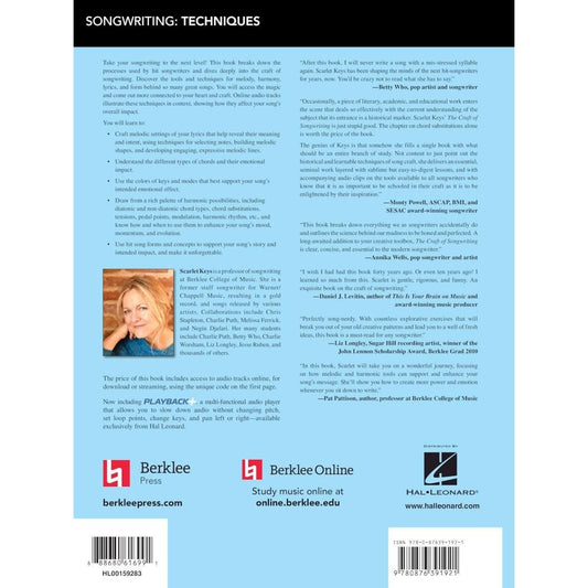 The Craft of Songwriting Music Meaning and Emotion Learn Melody Harmony and Lyrics Berklee Guide with Online Audio Essential Songwriting Book for Musician