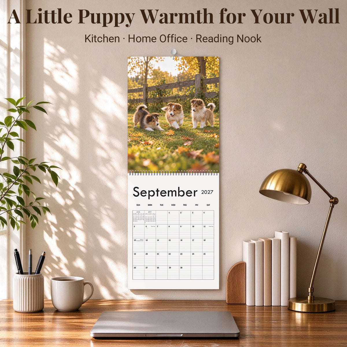 MUKAWA 2027 Dog Wall Calendar, 12 Months of Cute Puppy Scenes