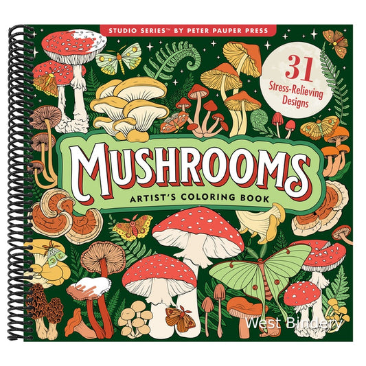 Mushrooms Adult Coloring Book (31 One-Sided Designs on Thick Paper)