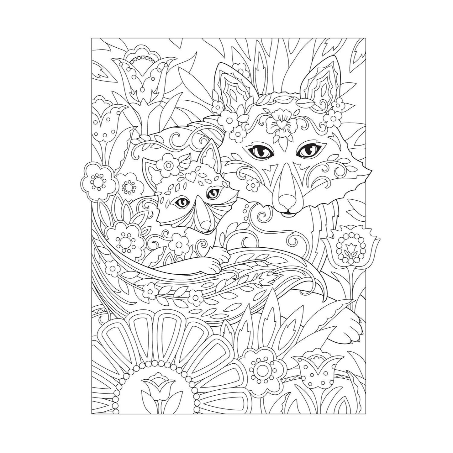 Creative Haven Fanciful Foxes Coloring Book