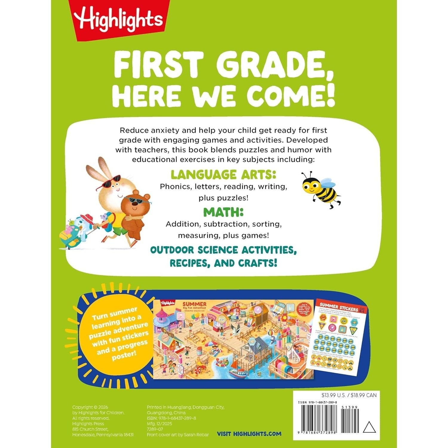 Summer Big Fun Workbook Bridging Grades K & 1: First Grade Prep Workbook, Kindergarten to 1st Grade Summer Learning with Letters, Reading, Writing, Ma