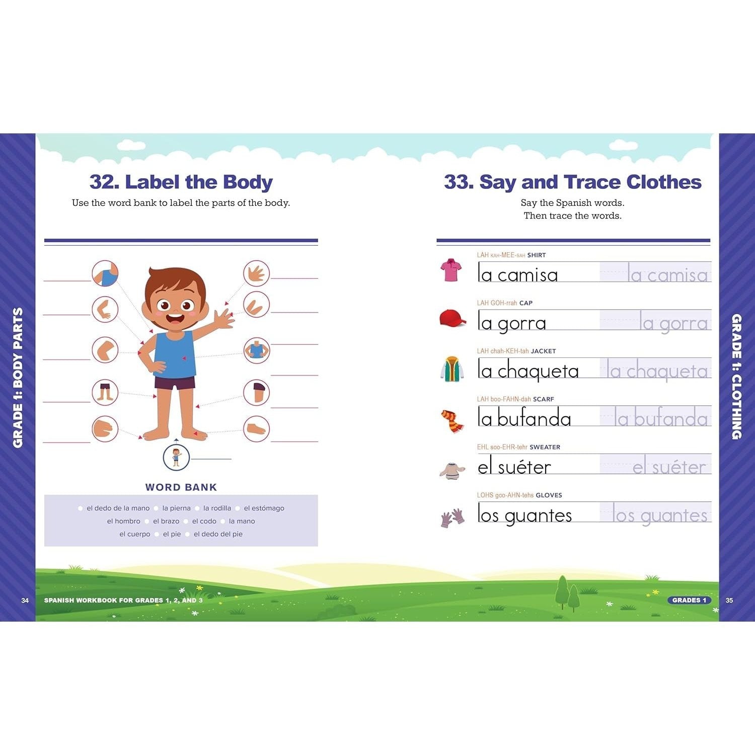 The Spanish Workbook for Grades 1, 2, and 3: 140+ Language Learning Exercises for Kids Ages 6-9 (Spiral Bound)