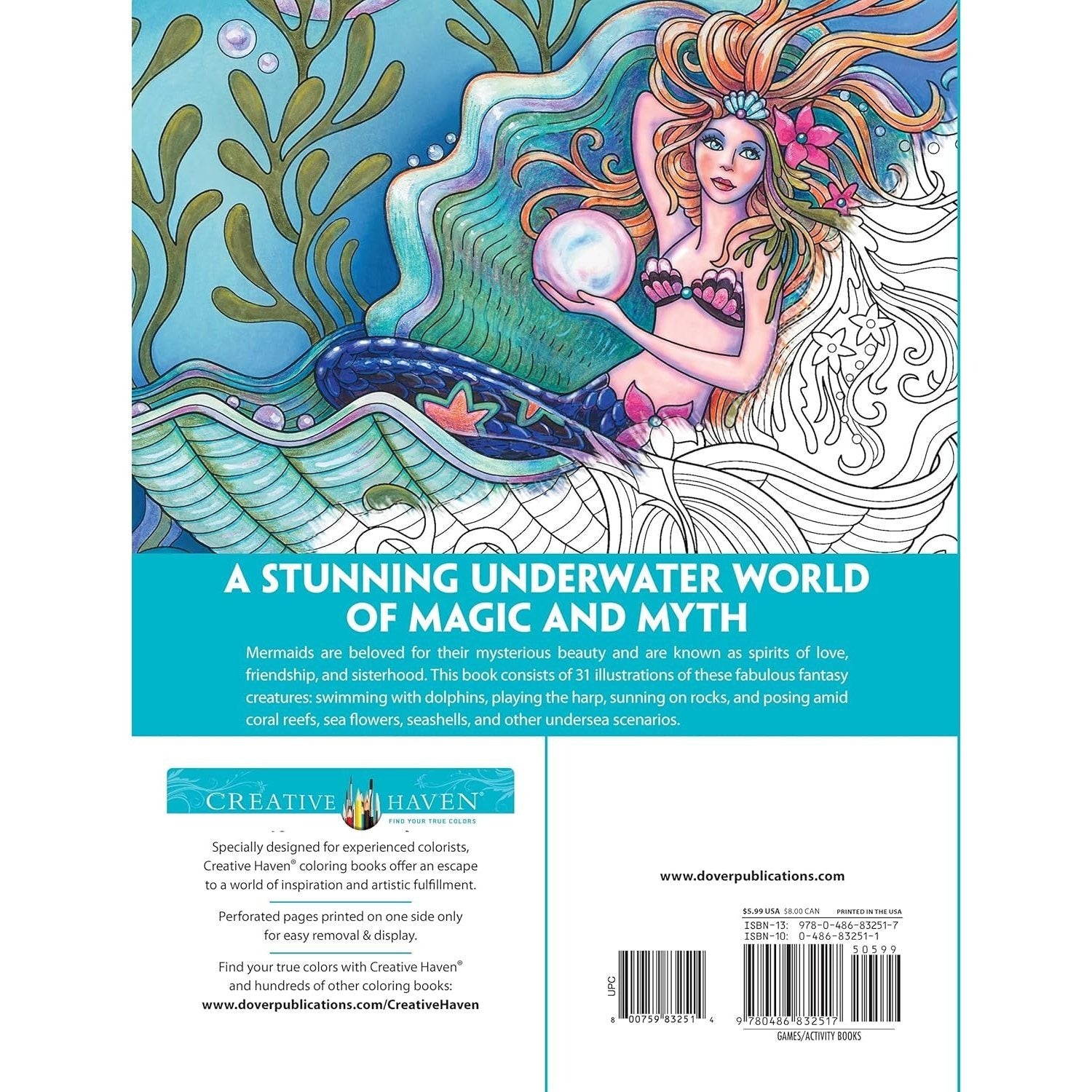 Creative Haven Magnificent Mermaids Coloring Book