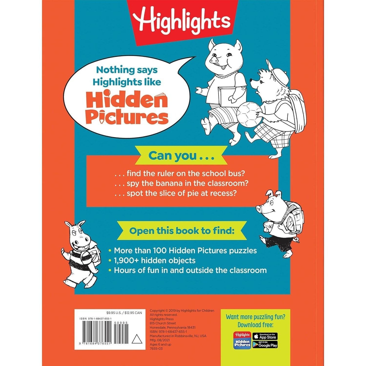School Puzzles: Activity Book for Kids 6 and Up with Over 100 Puzzles Featuring Classrooms, Field Trips and More, Search and Find Over 1,900 Hidden Ob (Highlights Hidden Pictures) (Spiral Bound)