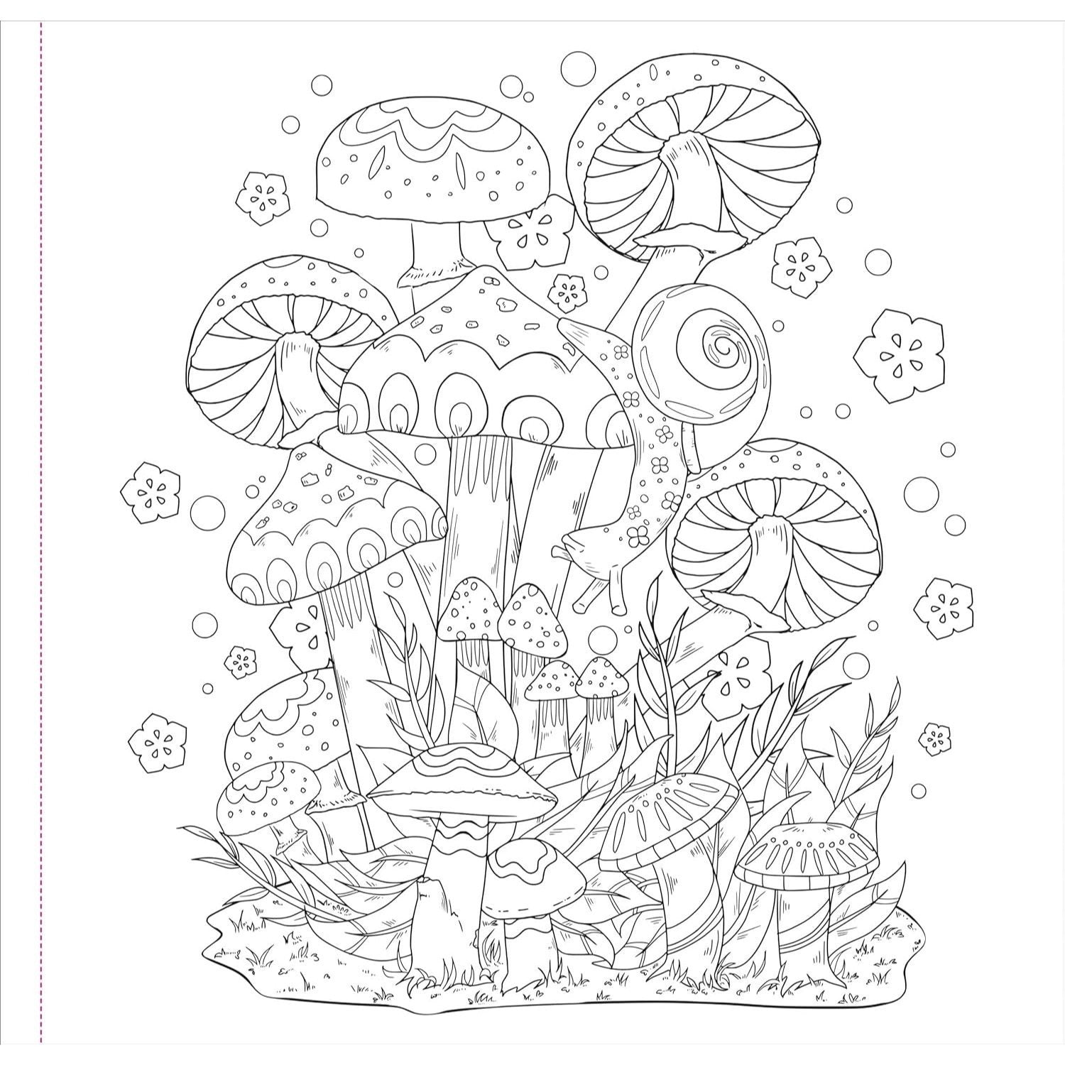 Mushrooms Adult Coloring Book (31 One-Sided Designs on Thick Paper)