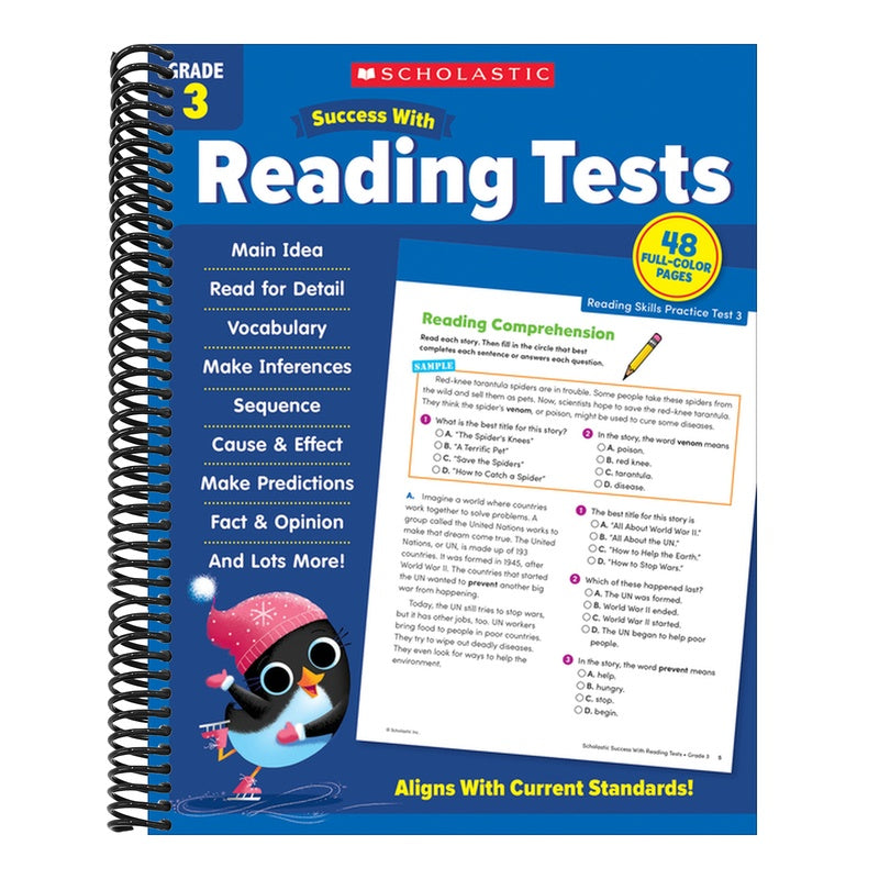 Scholastic Success with Reading Tests Grade 3 Workbook (Spiral Bound)