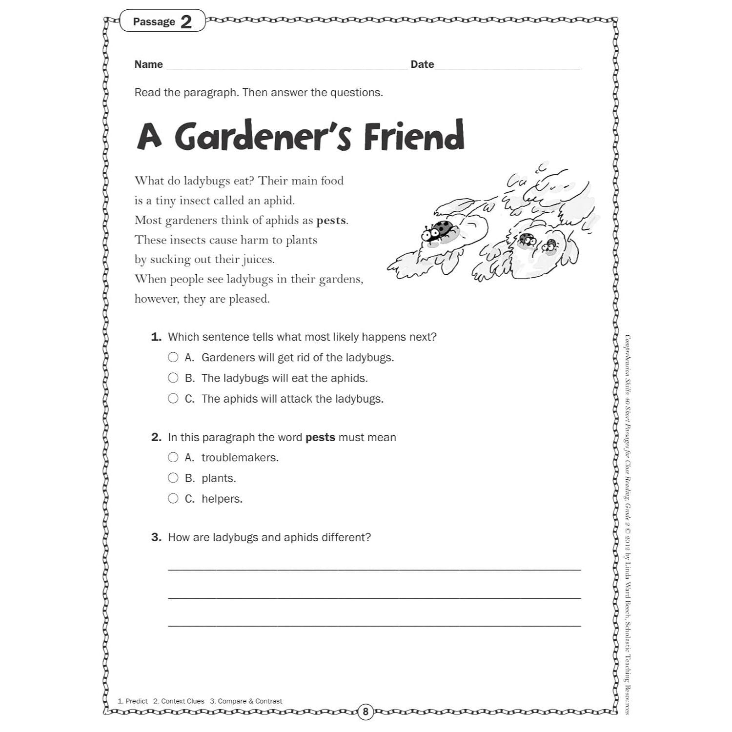 Comprehension Skills: 40 Short Passages for Close Reading: Grade 2