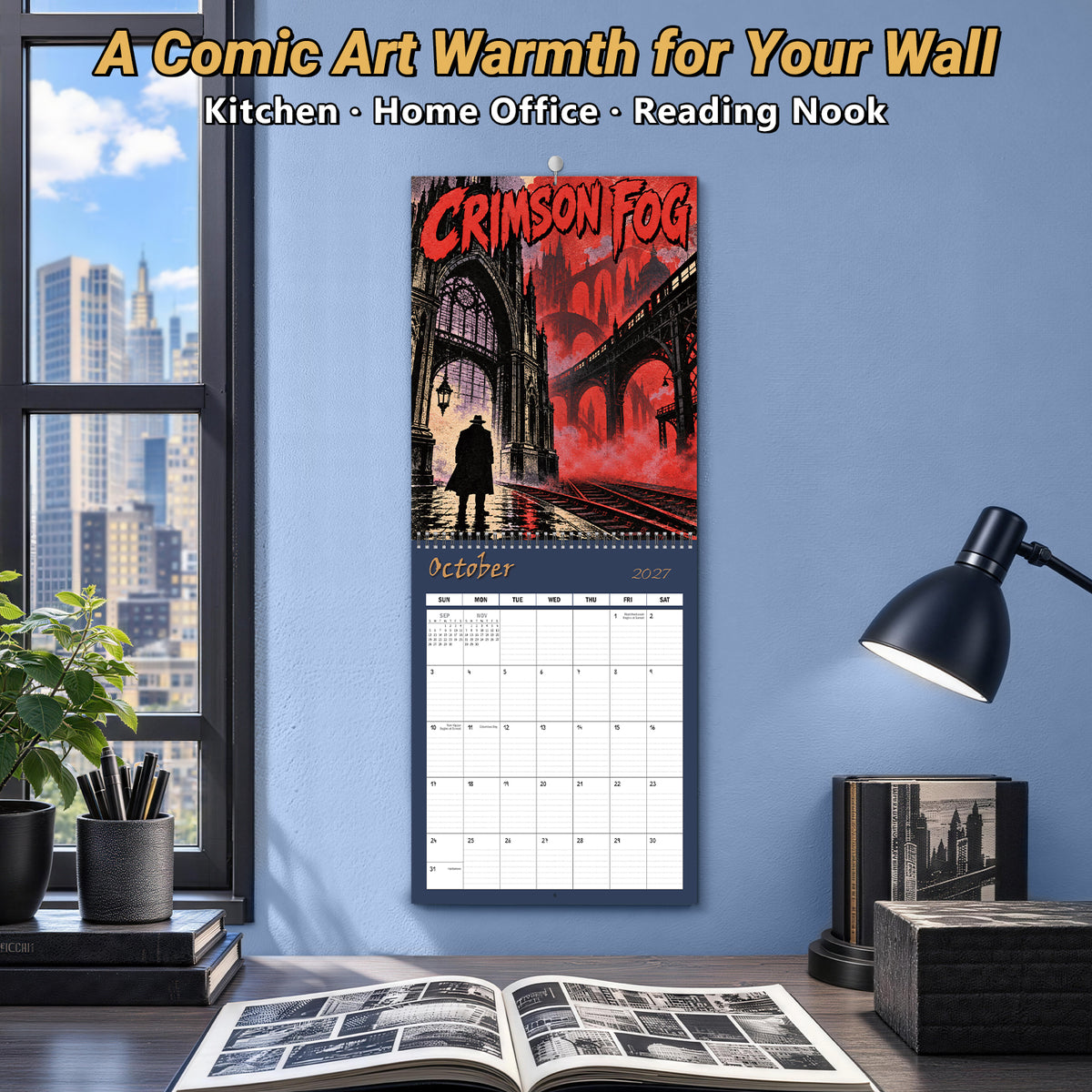 MUKAWA 2027 Comic Art Wall Calendar, 12 Gothic City Illustrations