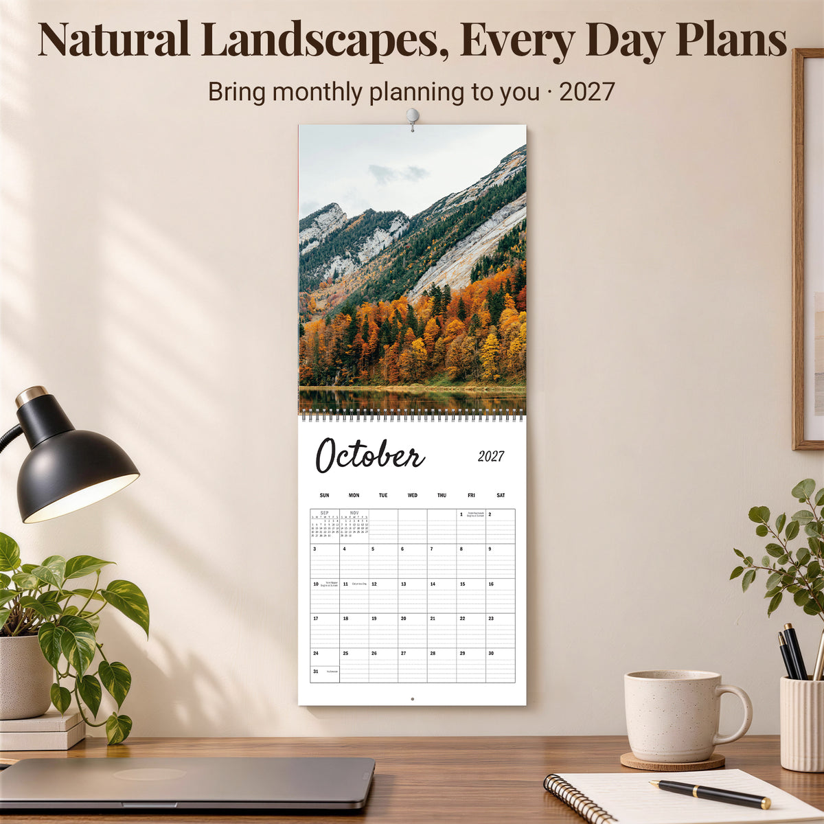 MUKAWA 2027 Nature Wall Calendar, 12 Months of Scenic Landscapes