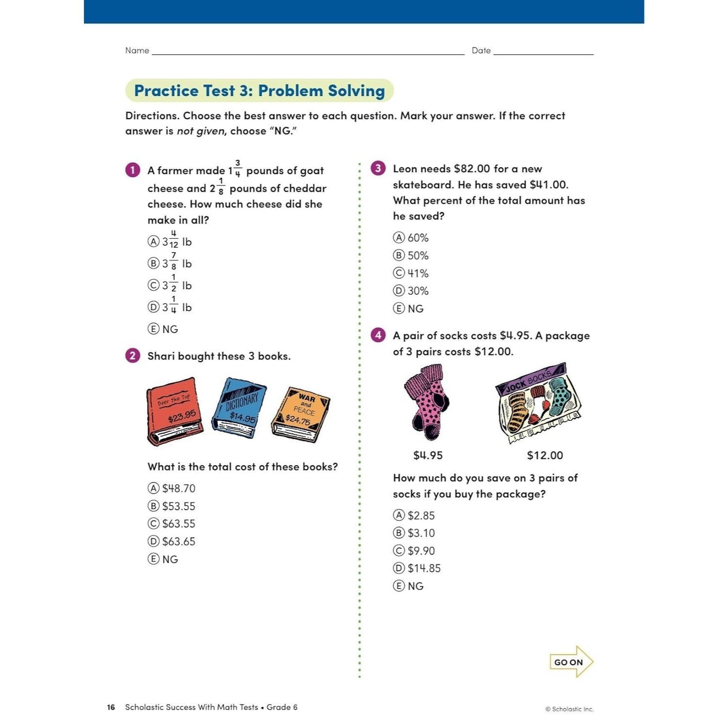 Scholastic Success with Math Tests Grade 6 Workbook
