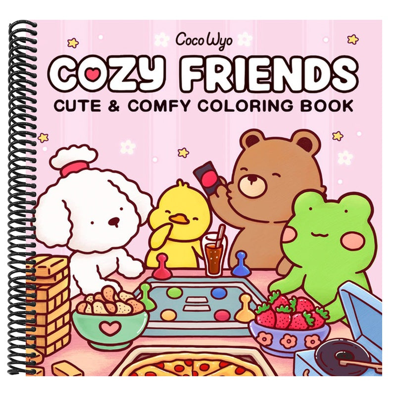 Cozy Friends: Coloring Book for Adults and Kids (Cozy Spaces Coloring) (Spiral Bound)