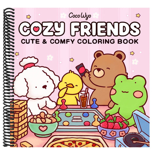 Cozy Friends: Coloring Book for Adults and Kids (Cozy Spaces Coloring) (Spiral Bound)