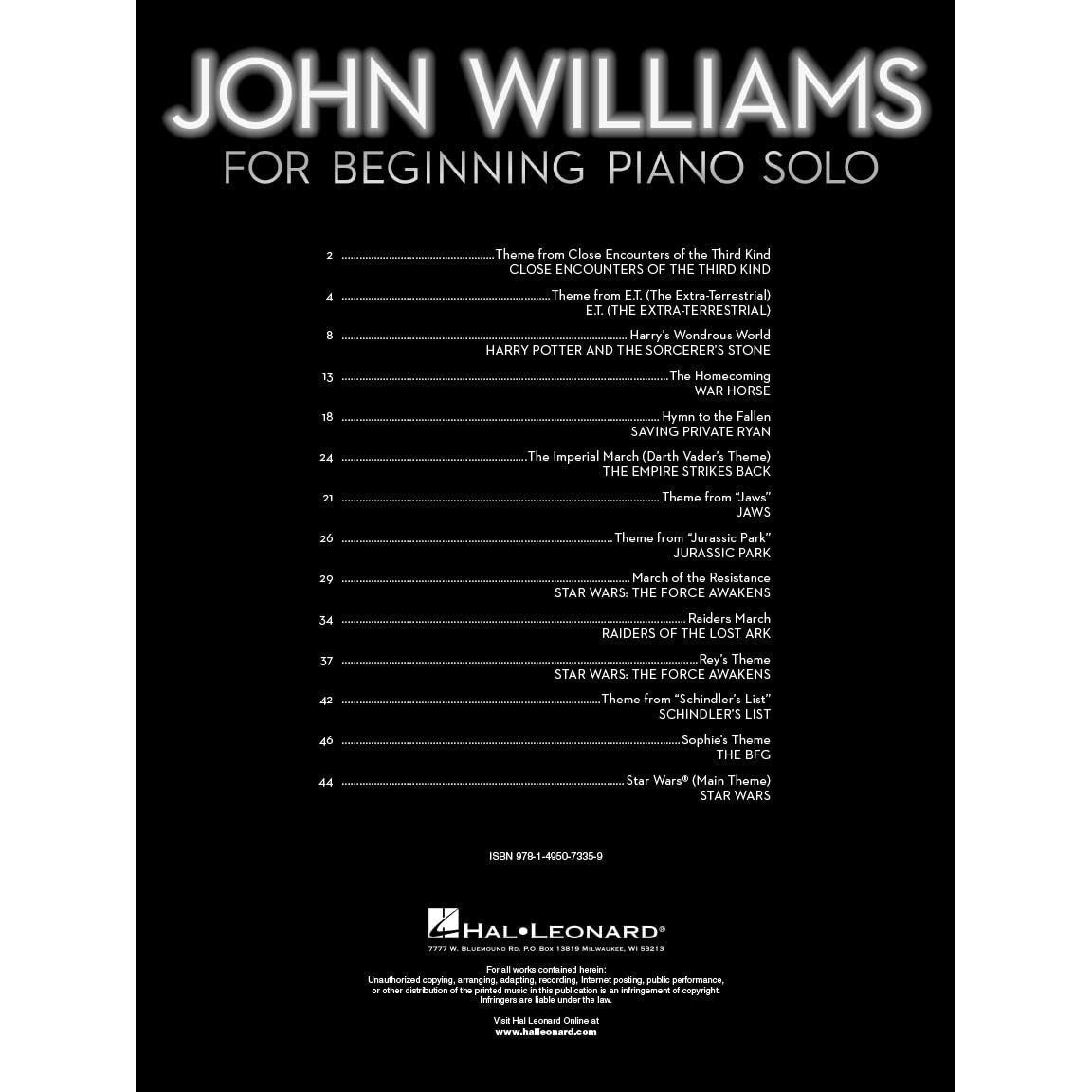 John Williams for Beginning Piano Solo - John Williams Book with Simplified Sheet Music for Piano