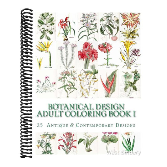 Botanical Design Adult Coloring Book #1