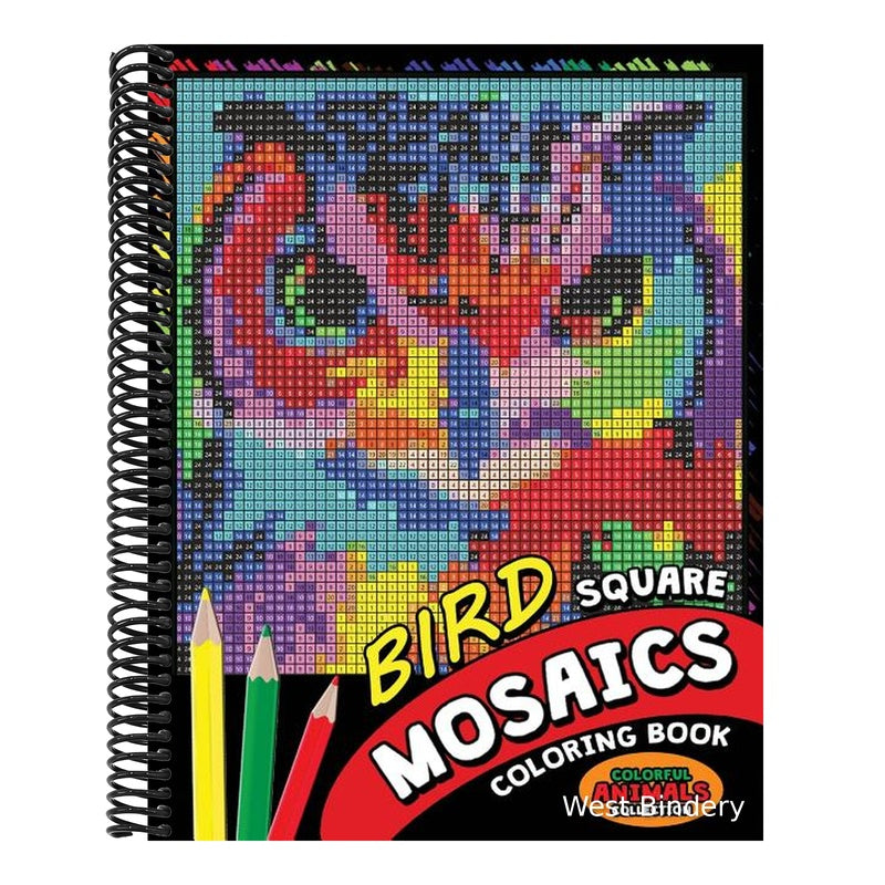 Bird Square Mosaics Coloring Book: Colorful Animals Coloring Pages Color by Number Puzzle