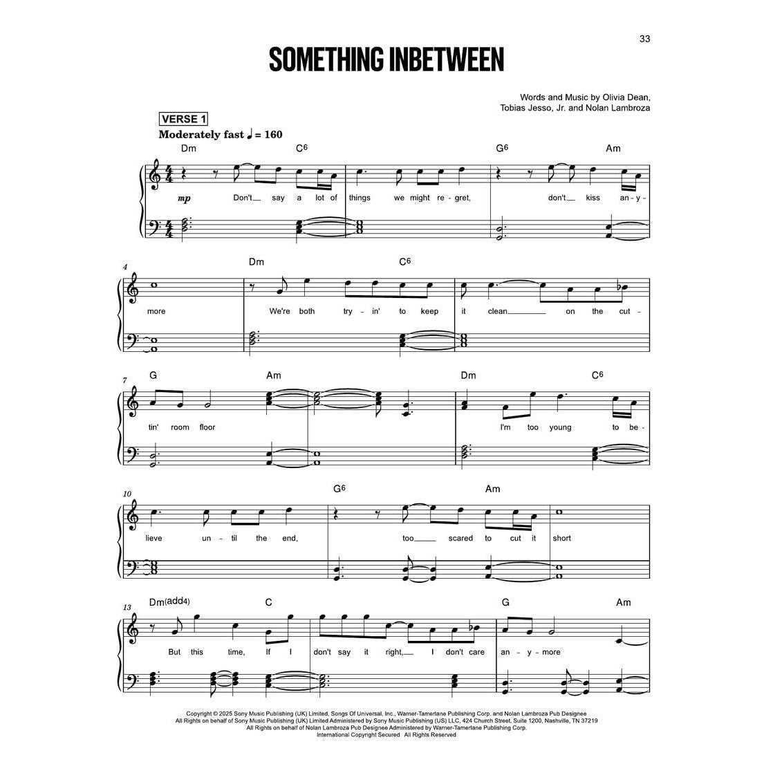 Olivia Dean - The Art of Loving: Sheet Music Essentials Songbook for Piano with Lyrics