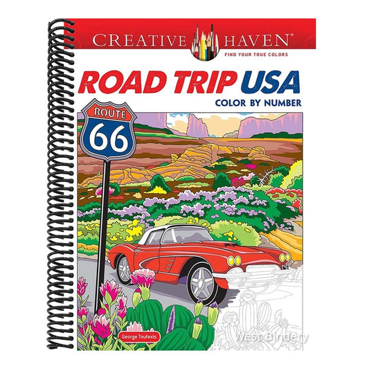 Creative Haven Road Trip USA Color by Number (Adult Coloring Books: USA) (Spiral Bound)