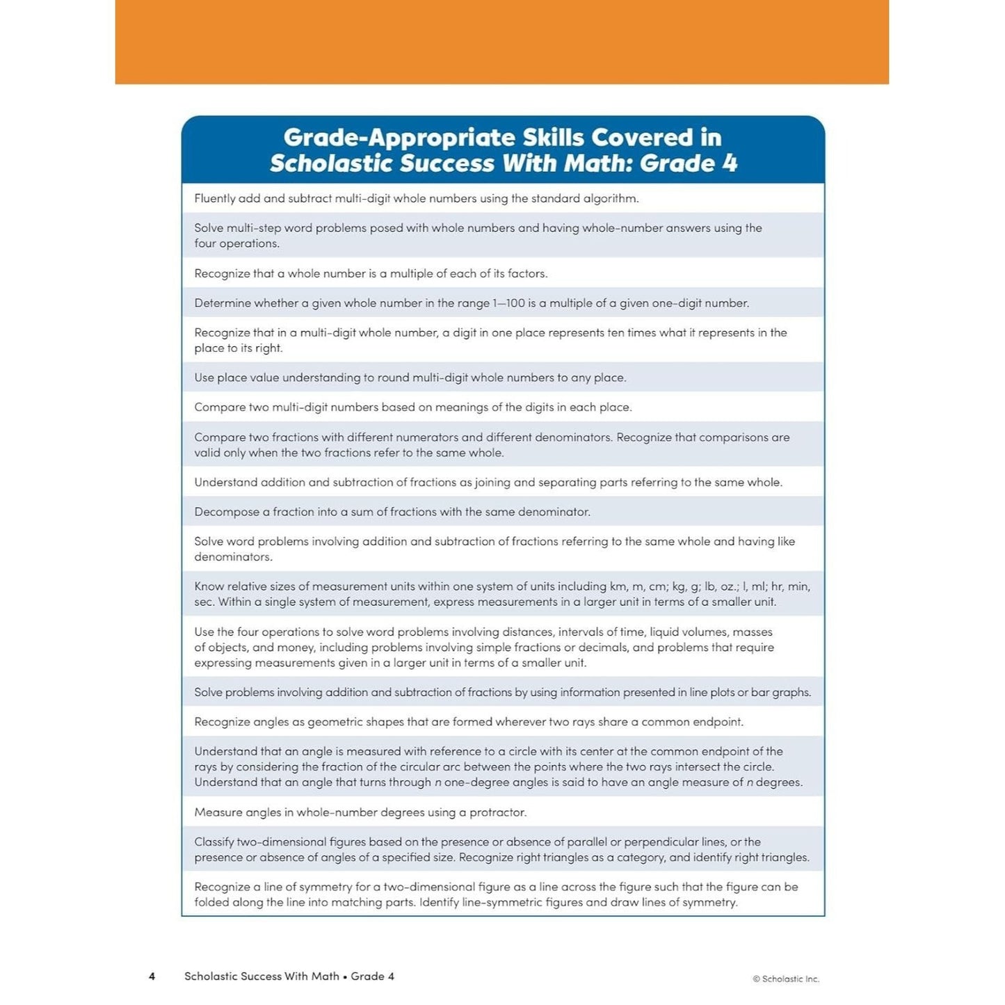 Scholastic Success with Math Grade 4 Workbook