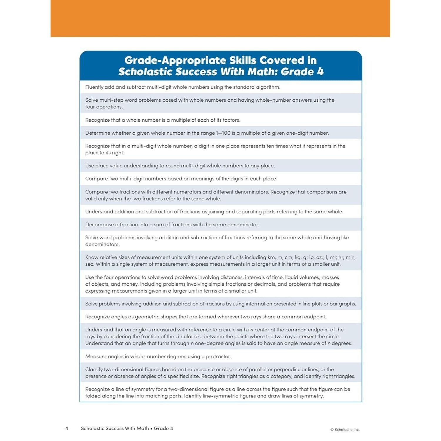 Scholastic Success with Math Grade 4 Workbook