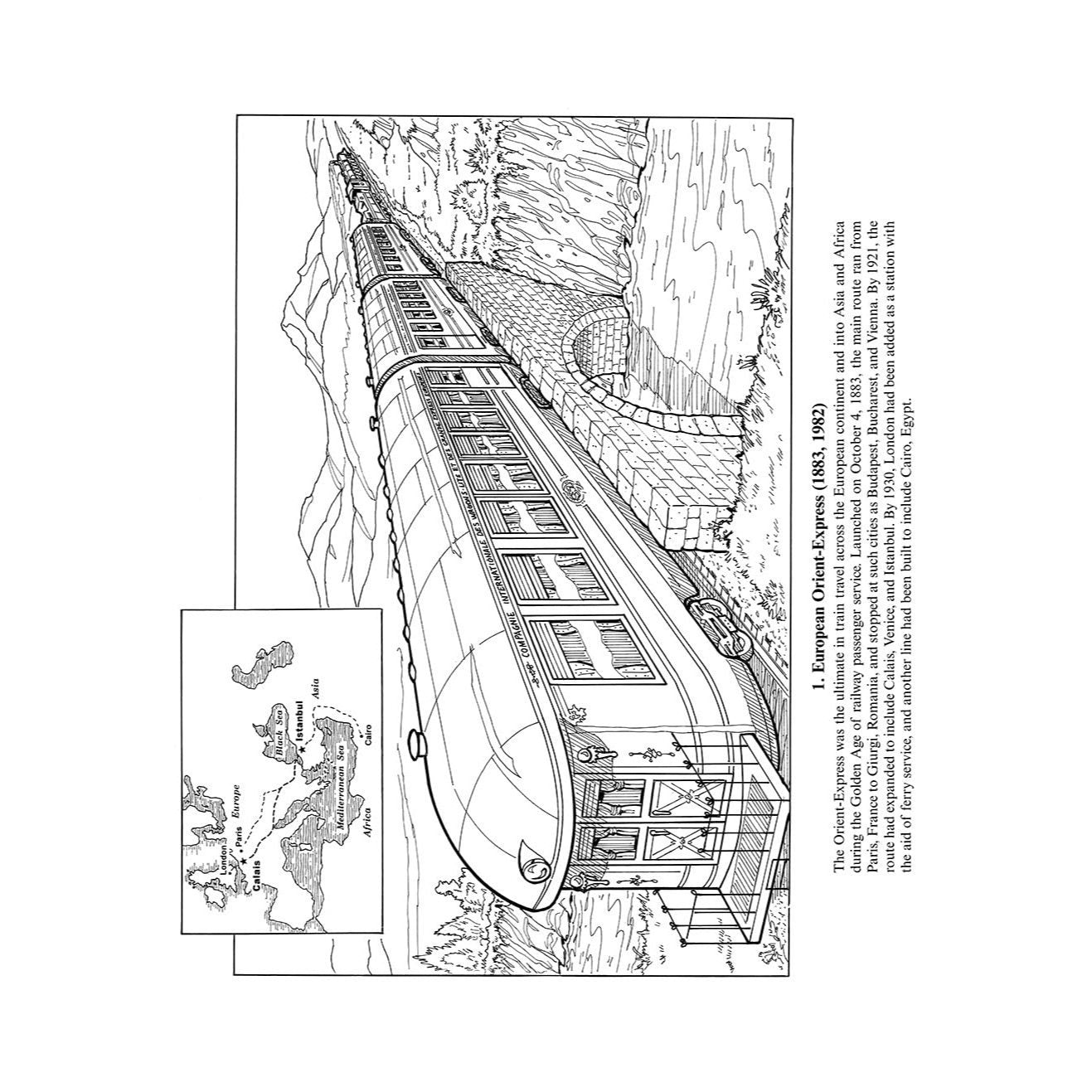Famous Trains Coloring Book