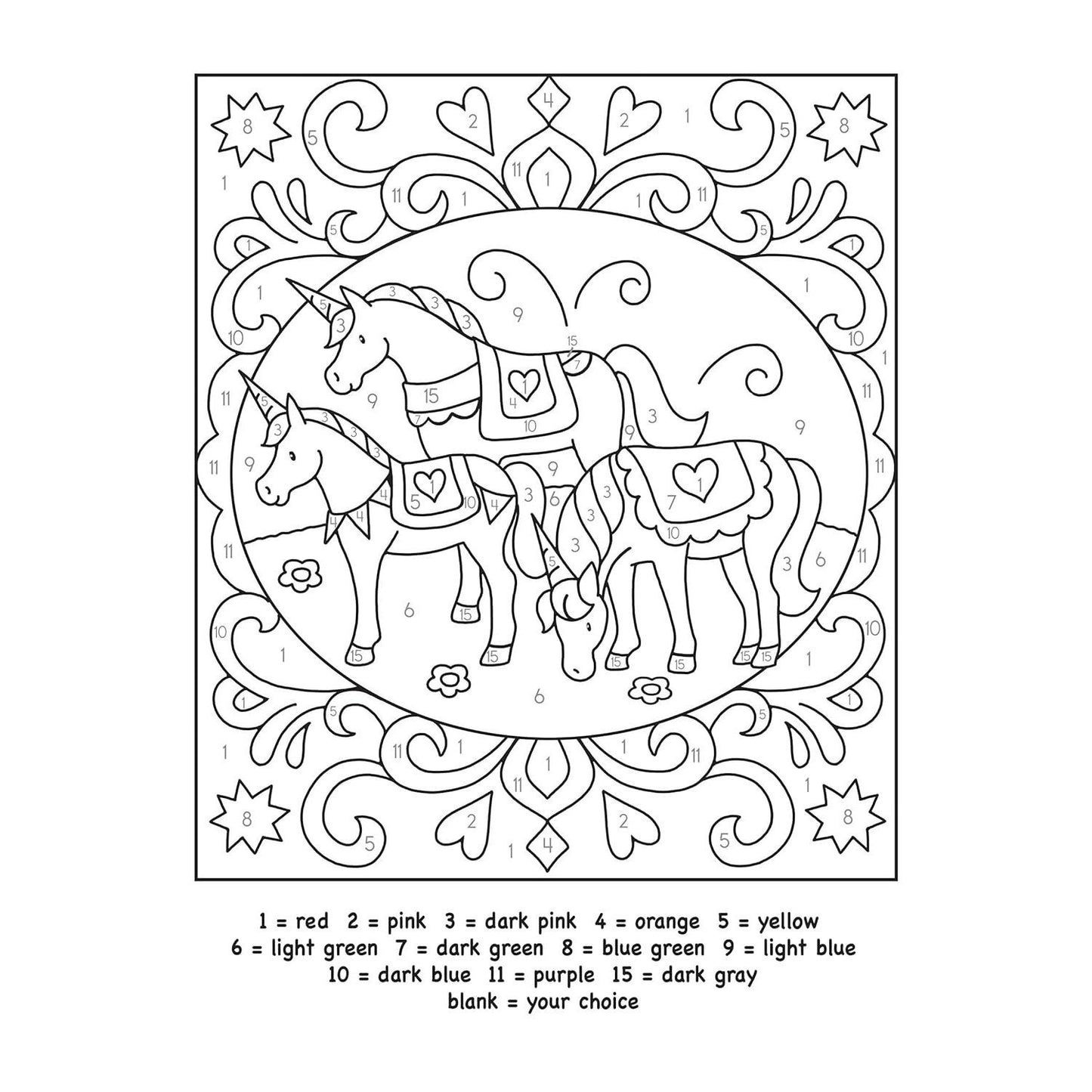 Unicorns Color by Number