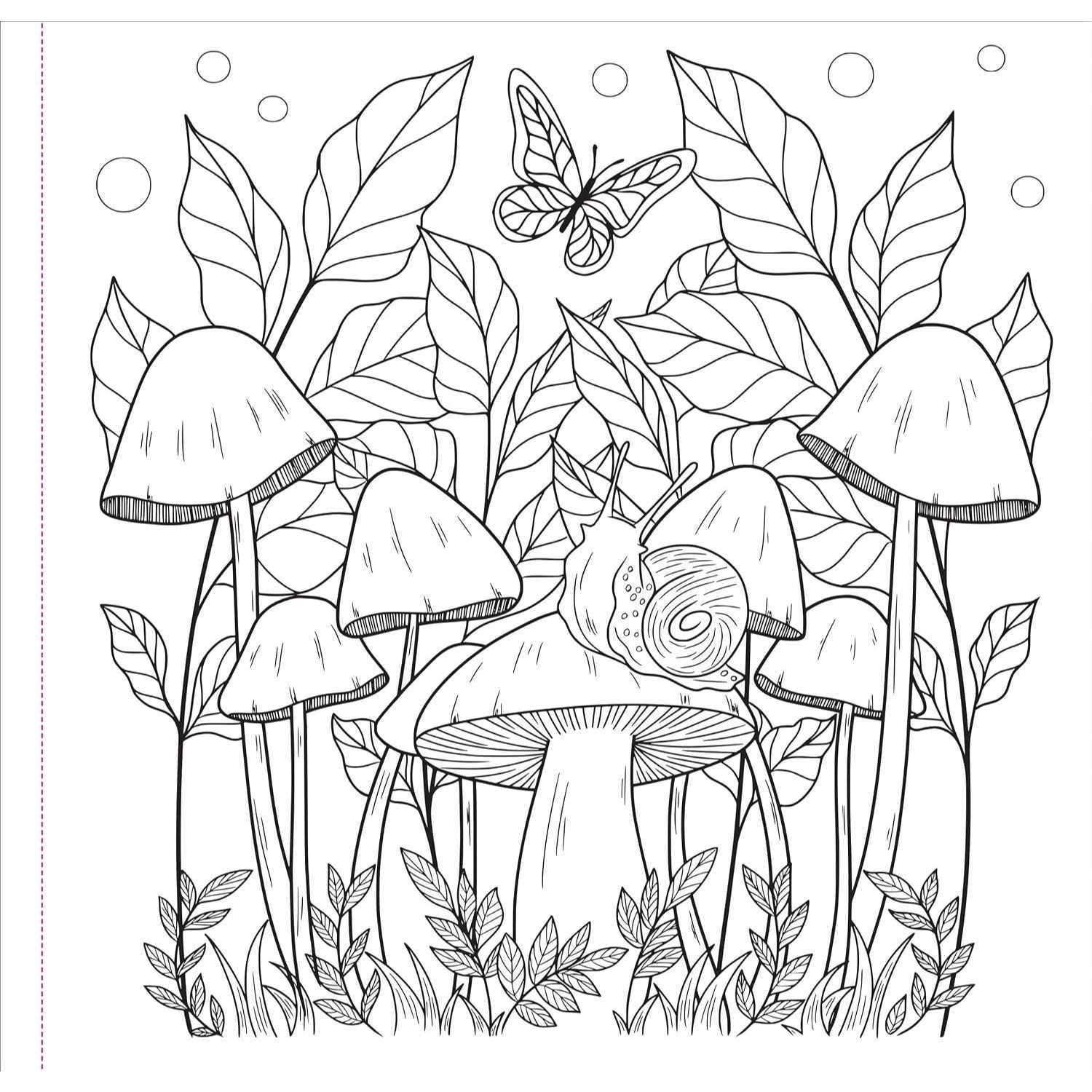 Mushrooms Adult Coloring Book (31 One-Sided Designs on Thick Paper)