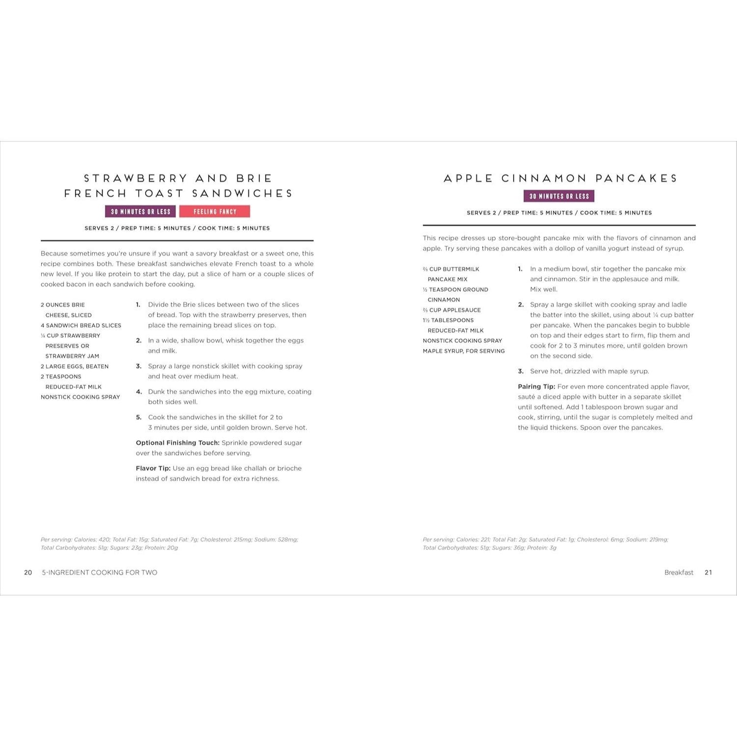 5-Ingredient Cooking for Two: 100+ Recipes Portioned for Pairs (Spiral Bound)