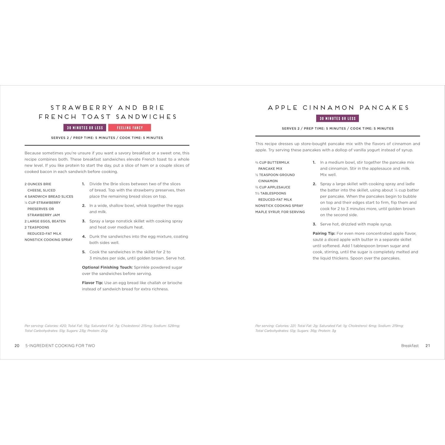 5-Ingredient Cooking for Two: 100+ Recipes Portioned for Pairs (Spiral Bound)